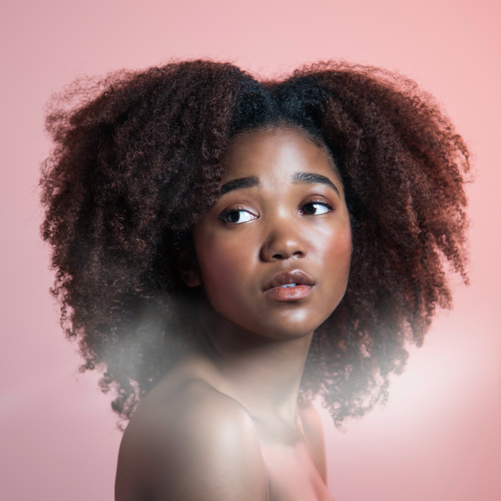 A model with beautiful curly hair