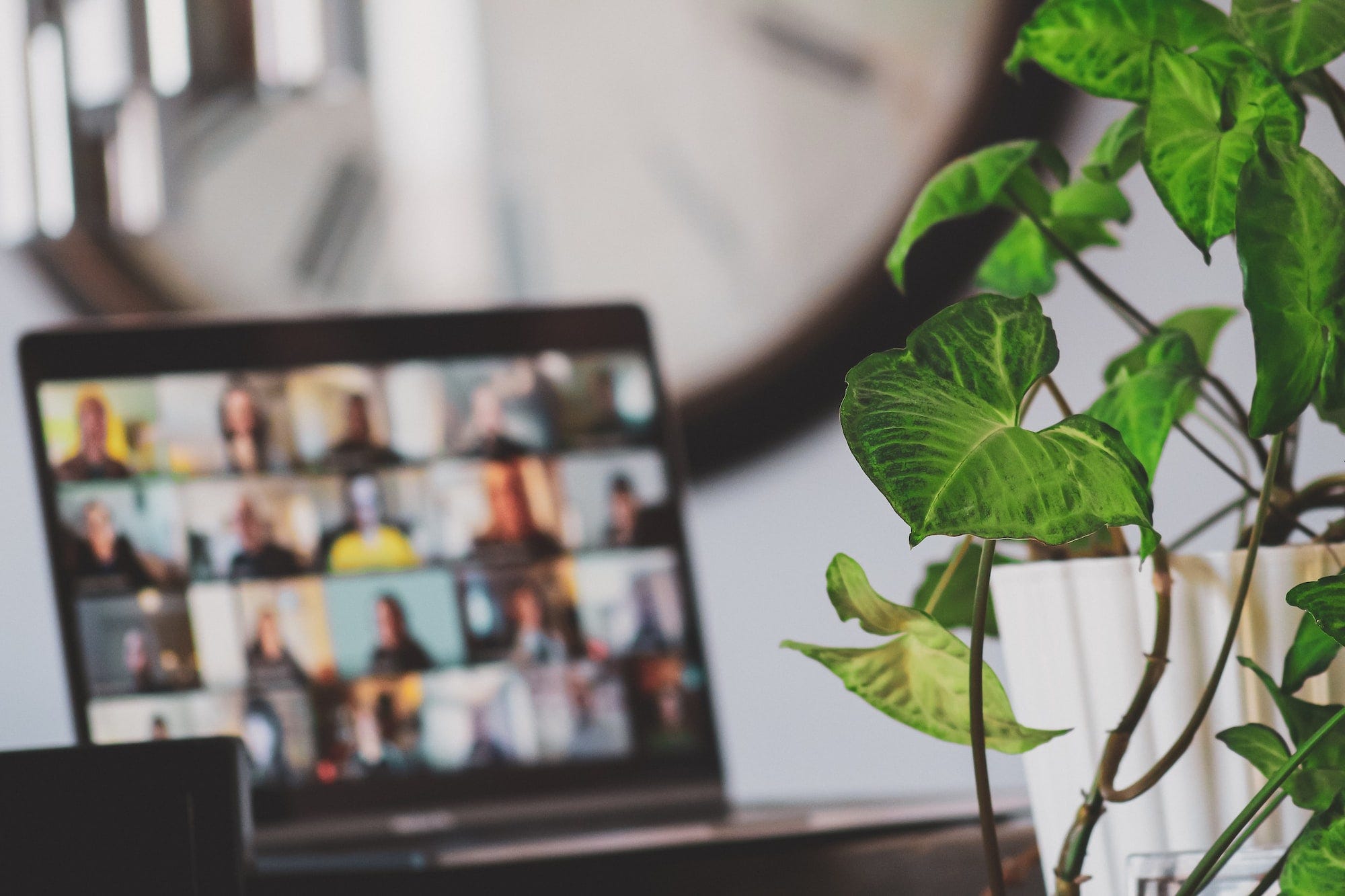 An image of a team collaborating via video conference