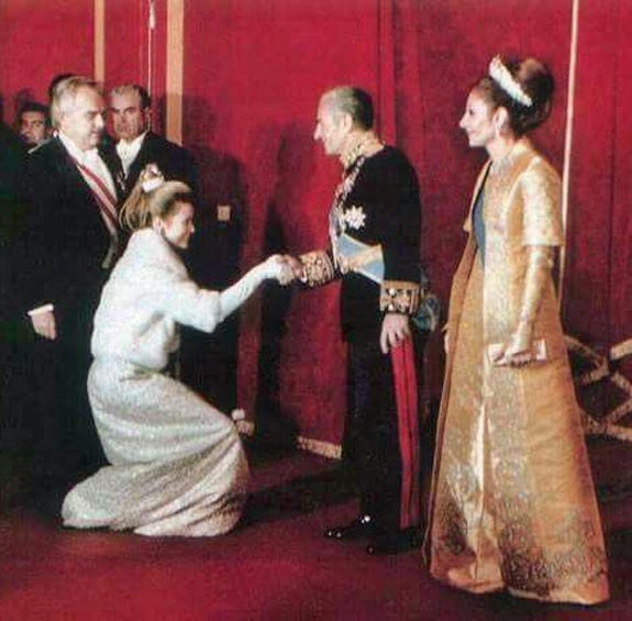 Princess Grace Kelly of Monaco greeting the Shah at the most extravagant party ever held