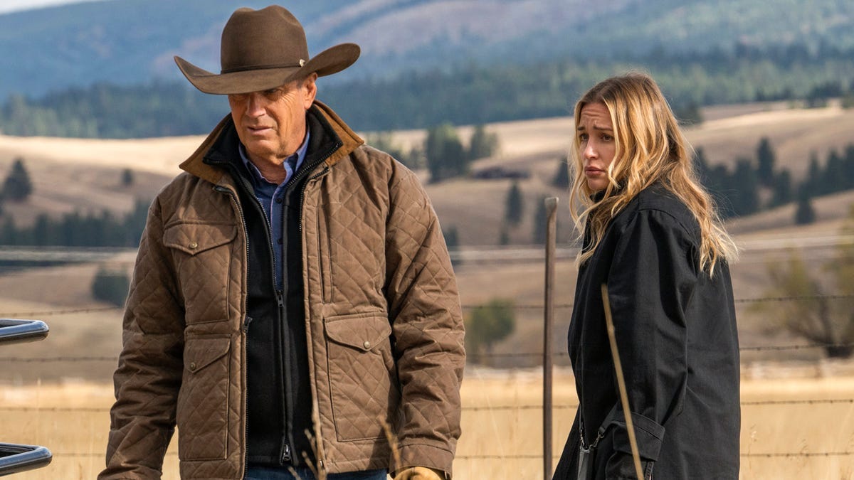 Summer Higgins and John Dutton in the Yellowstone ranch