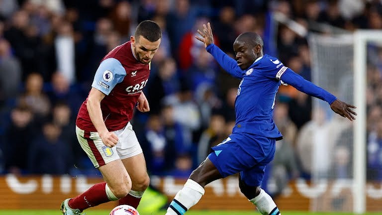 Chelsea's N'Golo Kante playing against Aston Villa