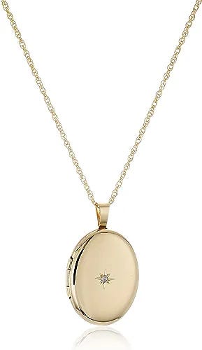 14K Gold Pendant with Diamond Locket Necklace