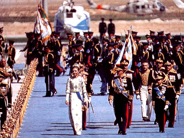 Empress Farah Pahlavi of Iran at the Persepolis Celebrations in 1971. The celebrations were so huge that they were called "The Devil's Feast"