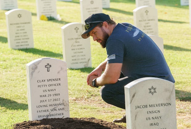 Sonny visiting Clay's grave