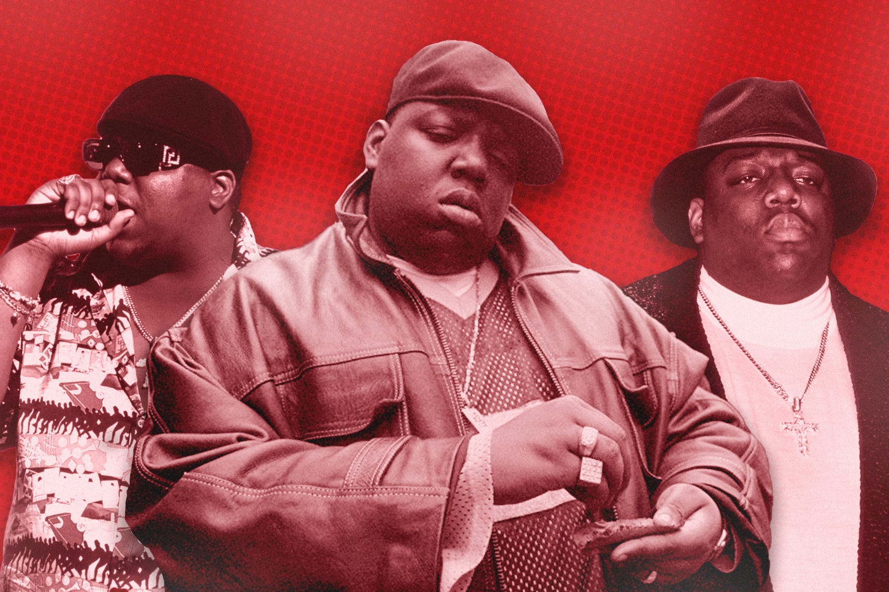 A photo collage Notorious B.I.G.