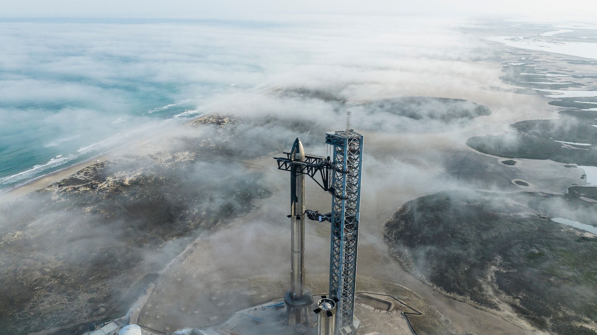 A view of Starship from the clouds