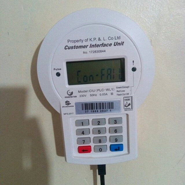 A KPLC Meter token showing a Con-fail error