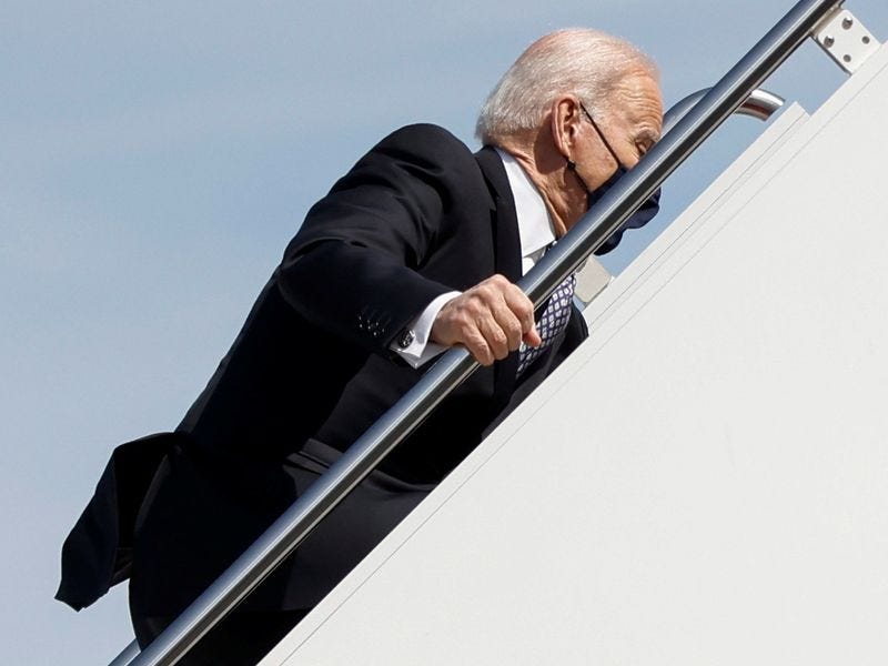 President Joe Biden a while back when he almost fell when climbing stairs to board a plane