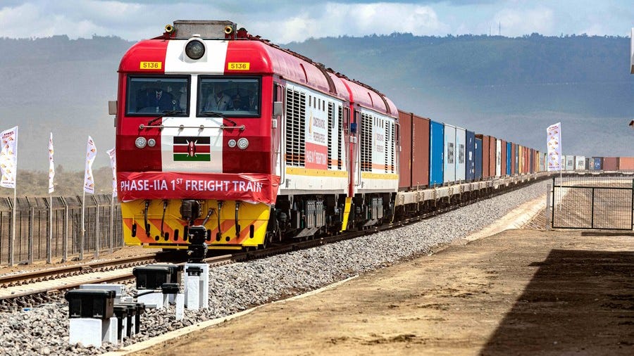 A train carrying cargo on the Standard Gauge Railways, SGR