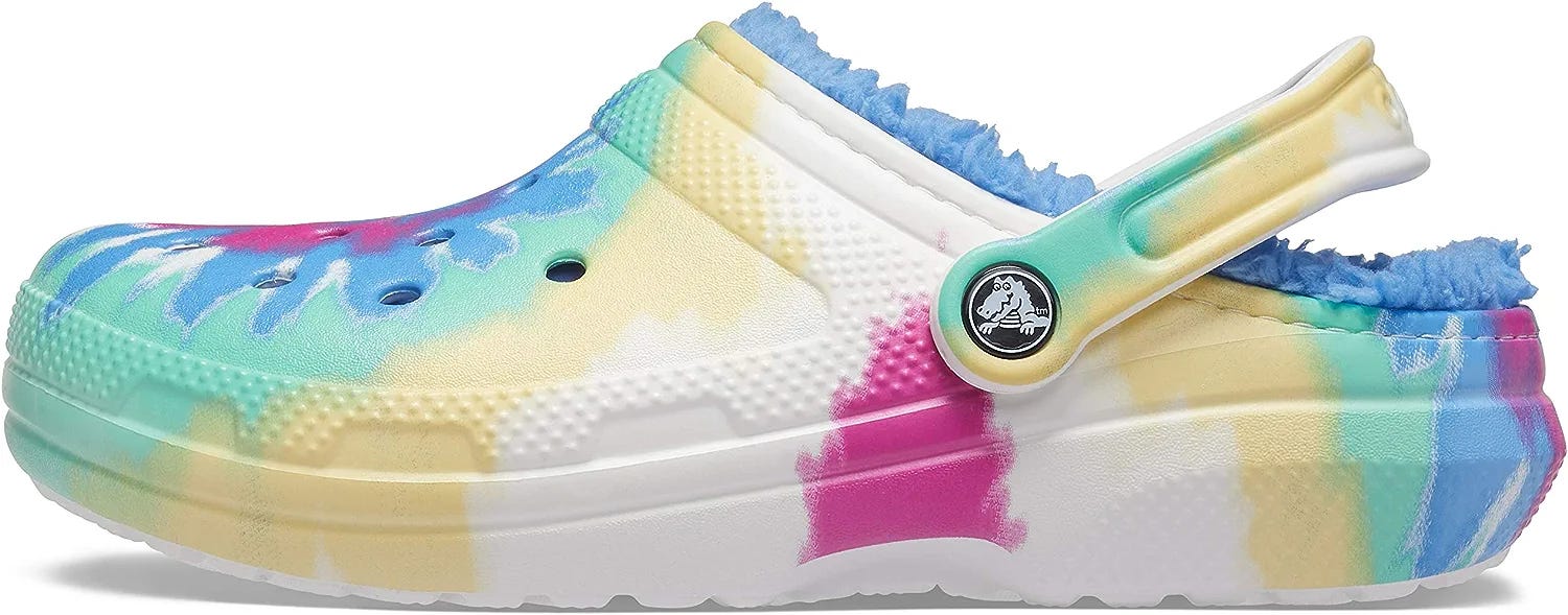 Classic Tie Dye Lined Crocs in Powder Blue/Multi Colors