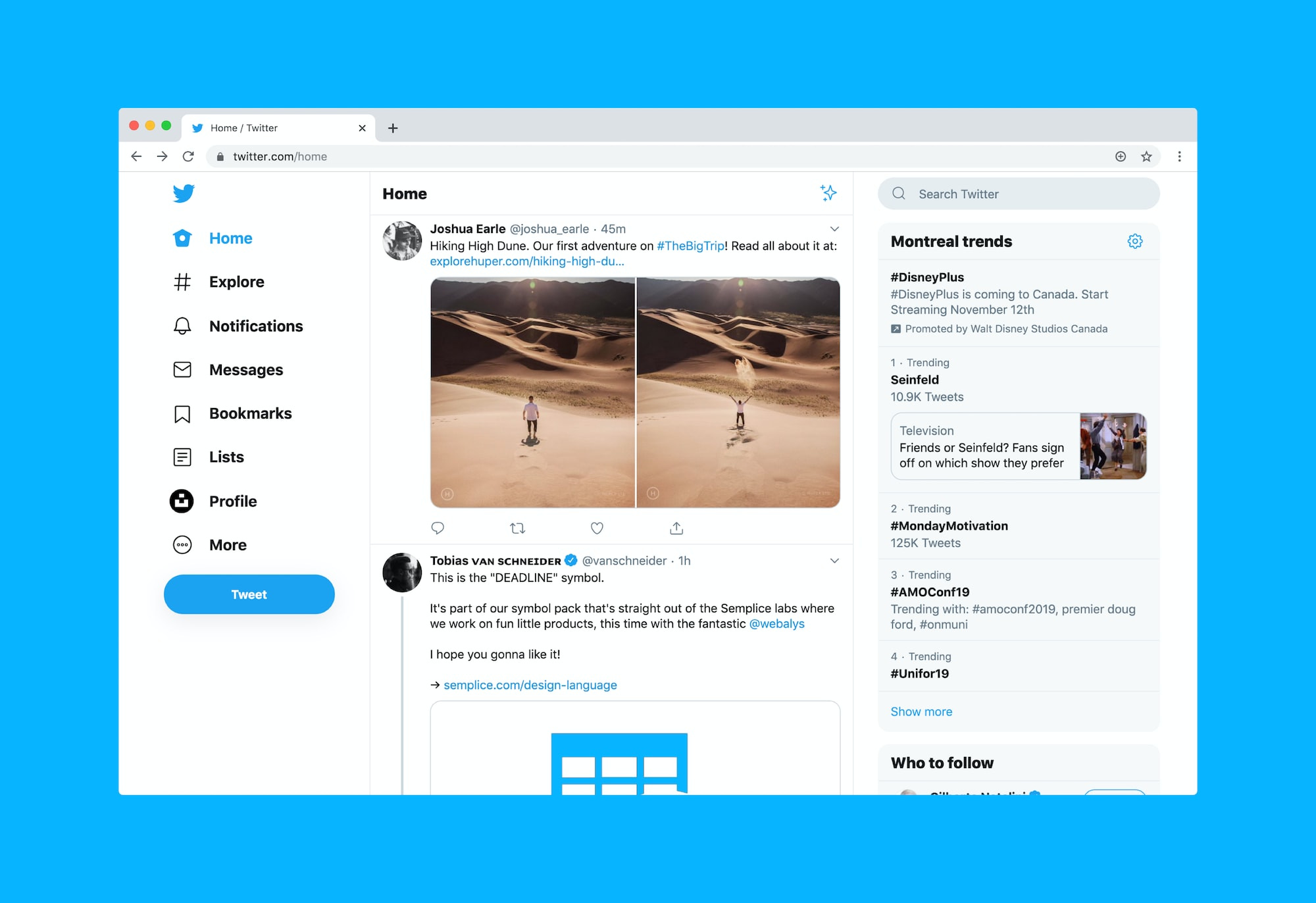 A screenshot of Twitter for Desktop