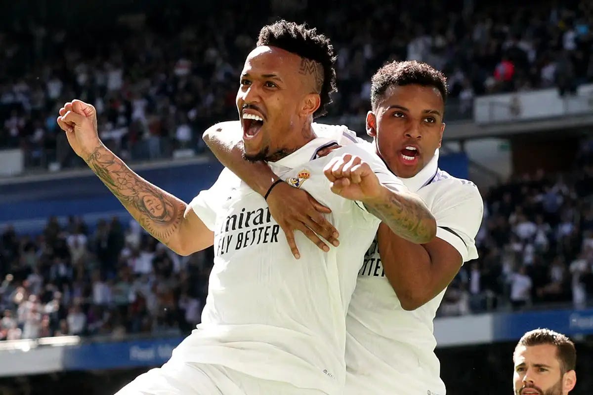 Militao and Rodrygo celebrate