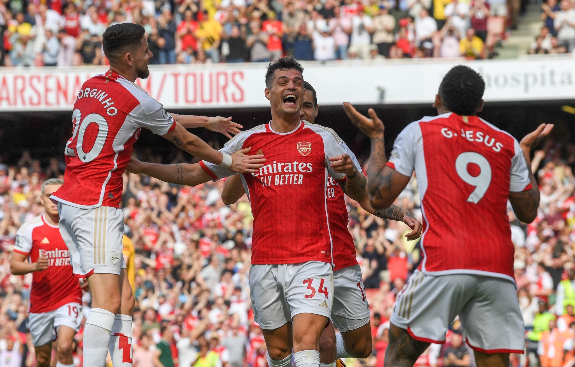 Granit Xhaka celebrates a goal