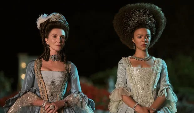 King George's mother, Princess Augusta, is increasingly under pressure to ensure that George and Charlotte produce an heir | Queen Charlotte Series Review | Mania Movies