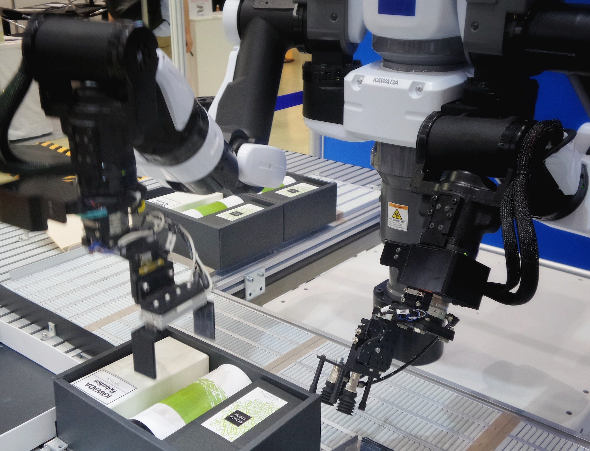 A robot packing products into boxes