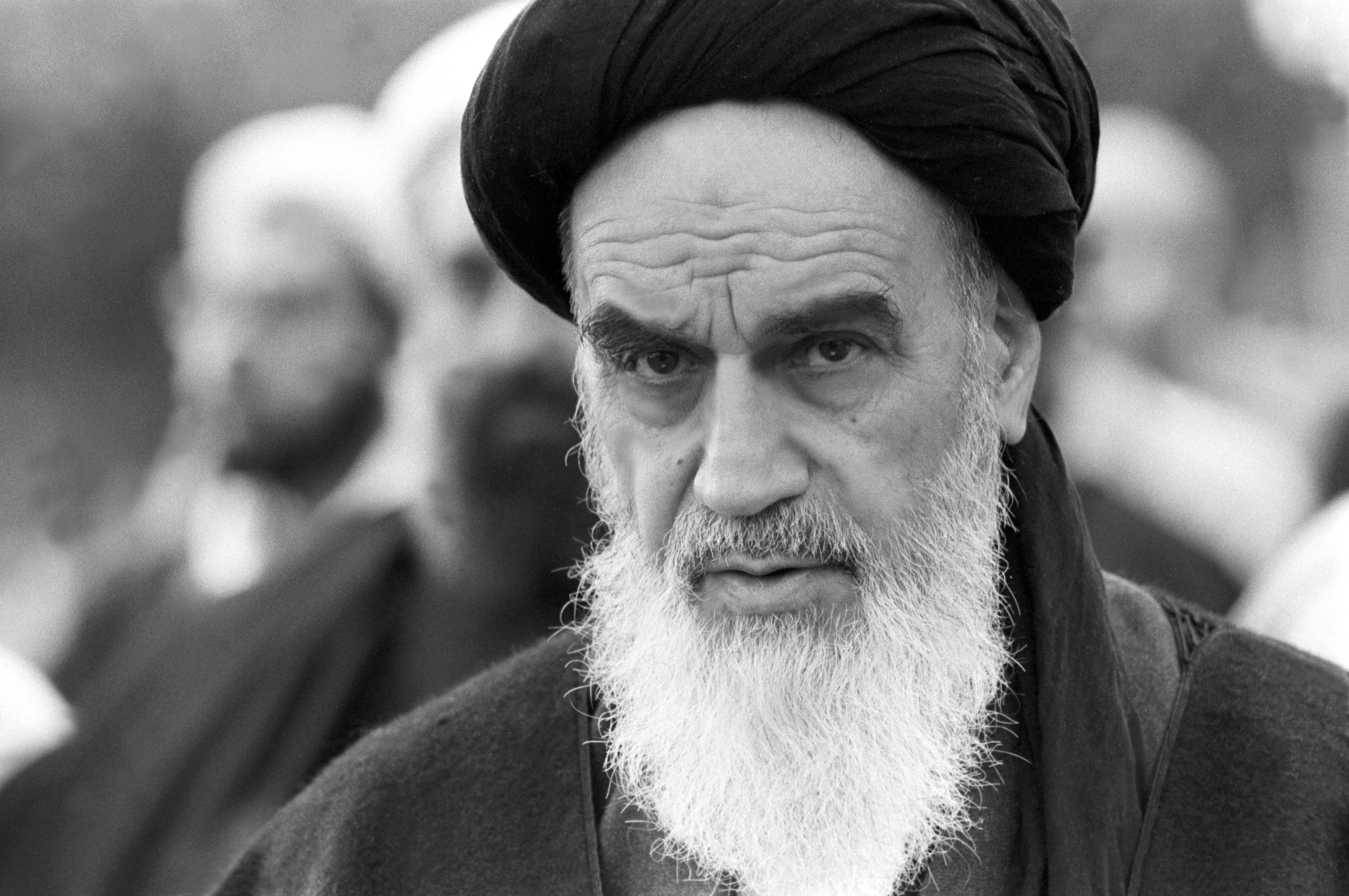 Ayatollah Ruhollah Khomeini who led the Iranian Revolution and overthrew Shah Reza's leadership