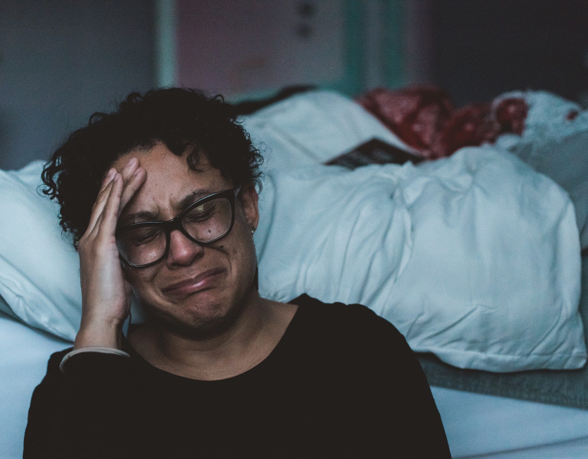 An image of a woman crying