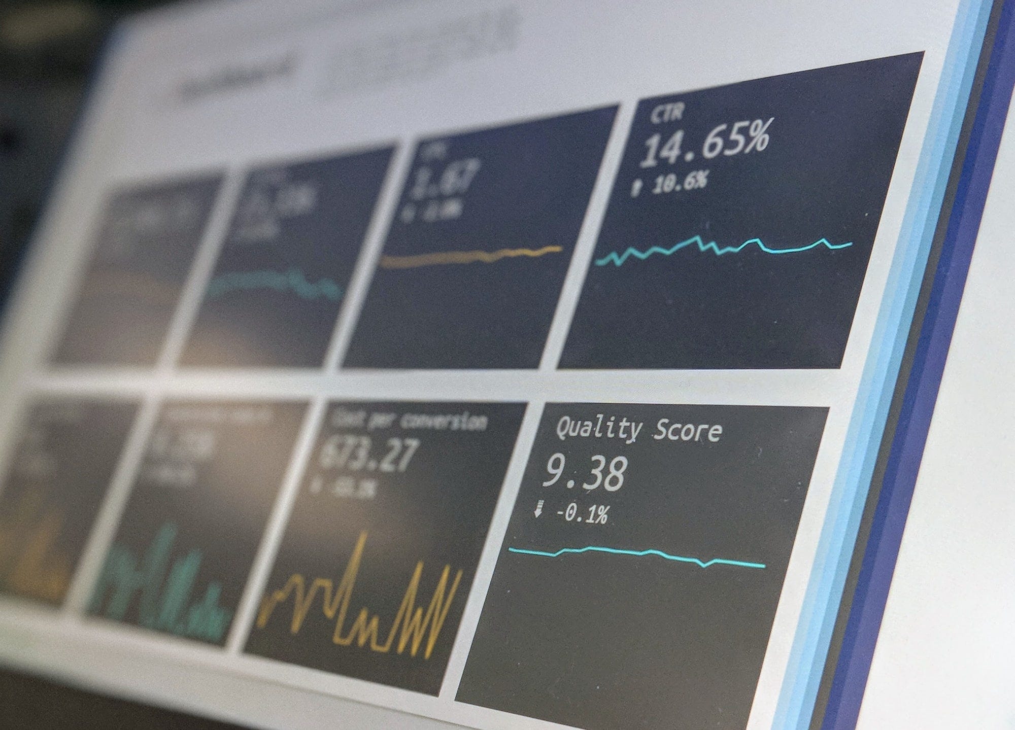 An analytics platform's dashboard showing various metrics and values