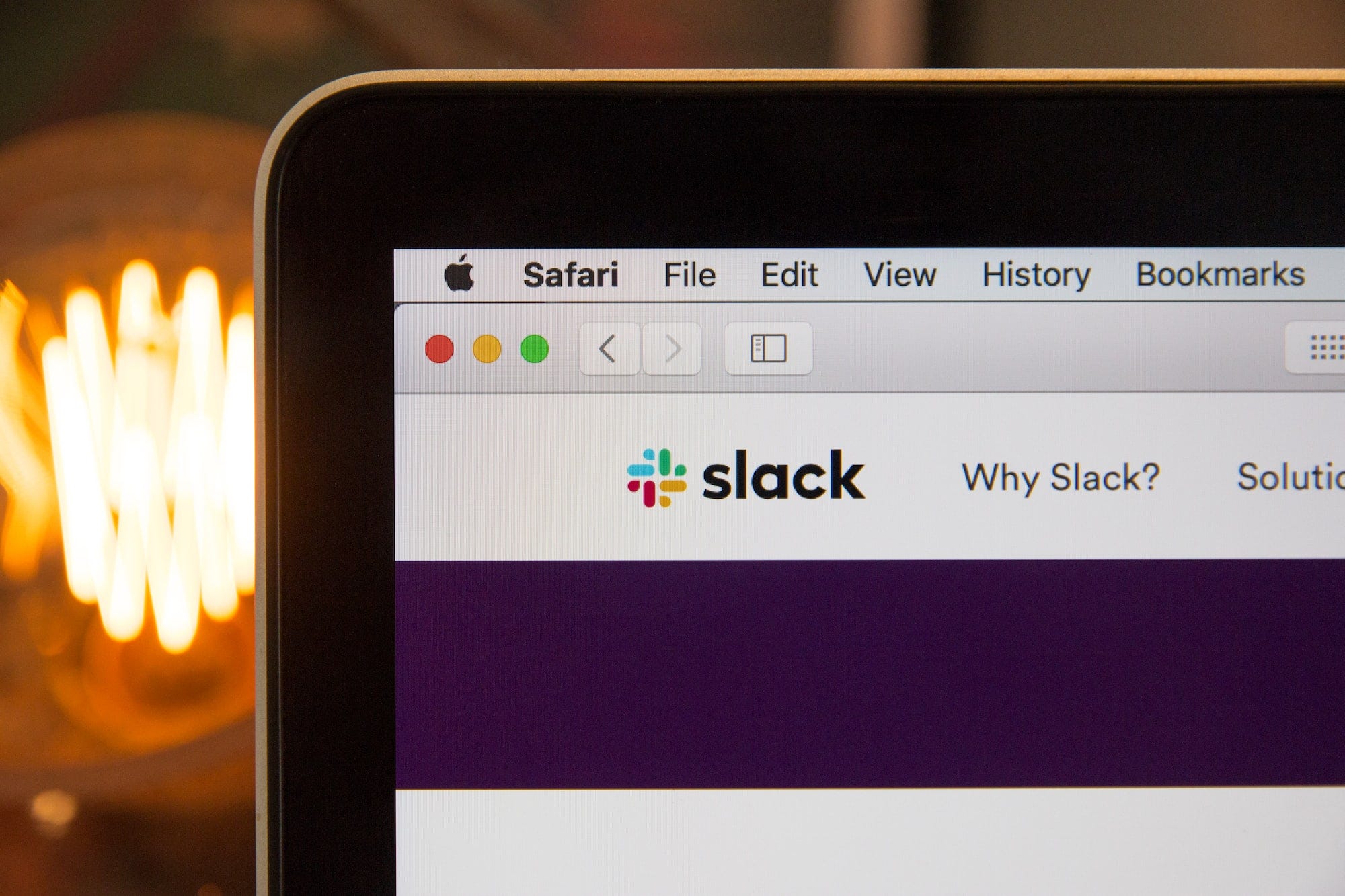 An image of Slack being used on the Safari browser to work remotely