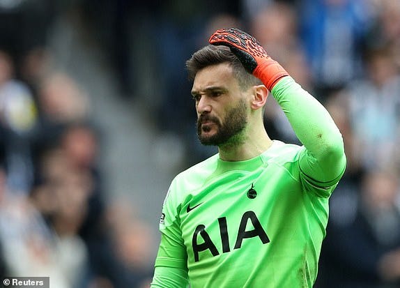 Hugo Lloris seemingly very disappointed after Newcastle scored 6 goals past him in their 6-1 victory against Tottenham