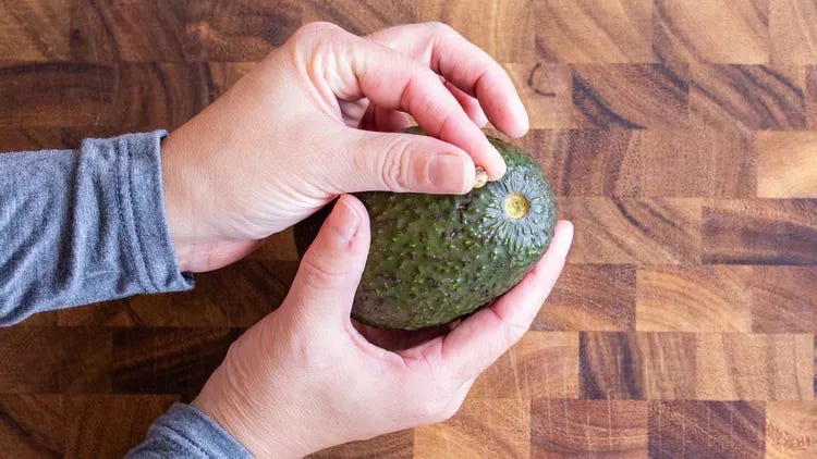 If the stem cap of the avocado pops easily and the avocado is green underneath, then the avocado is ripe