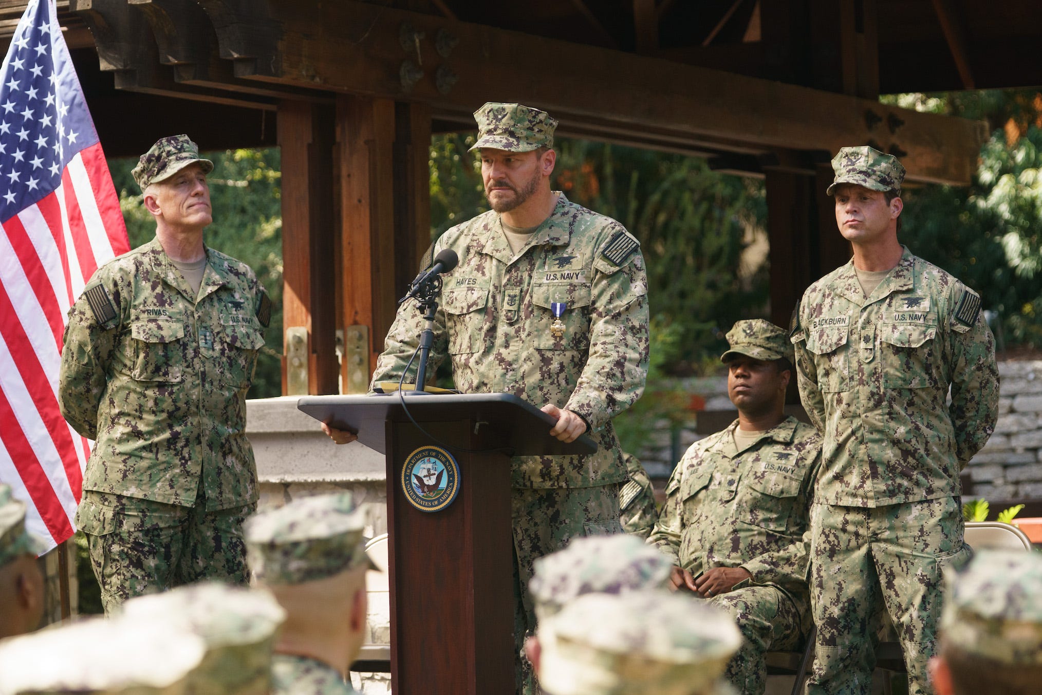 Jason during his Navy Cross award ceremony in SEAL Team Season 6