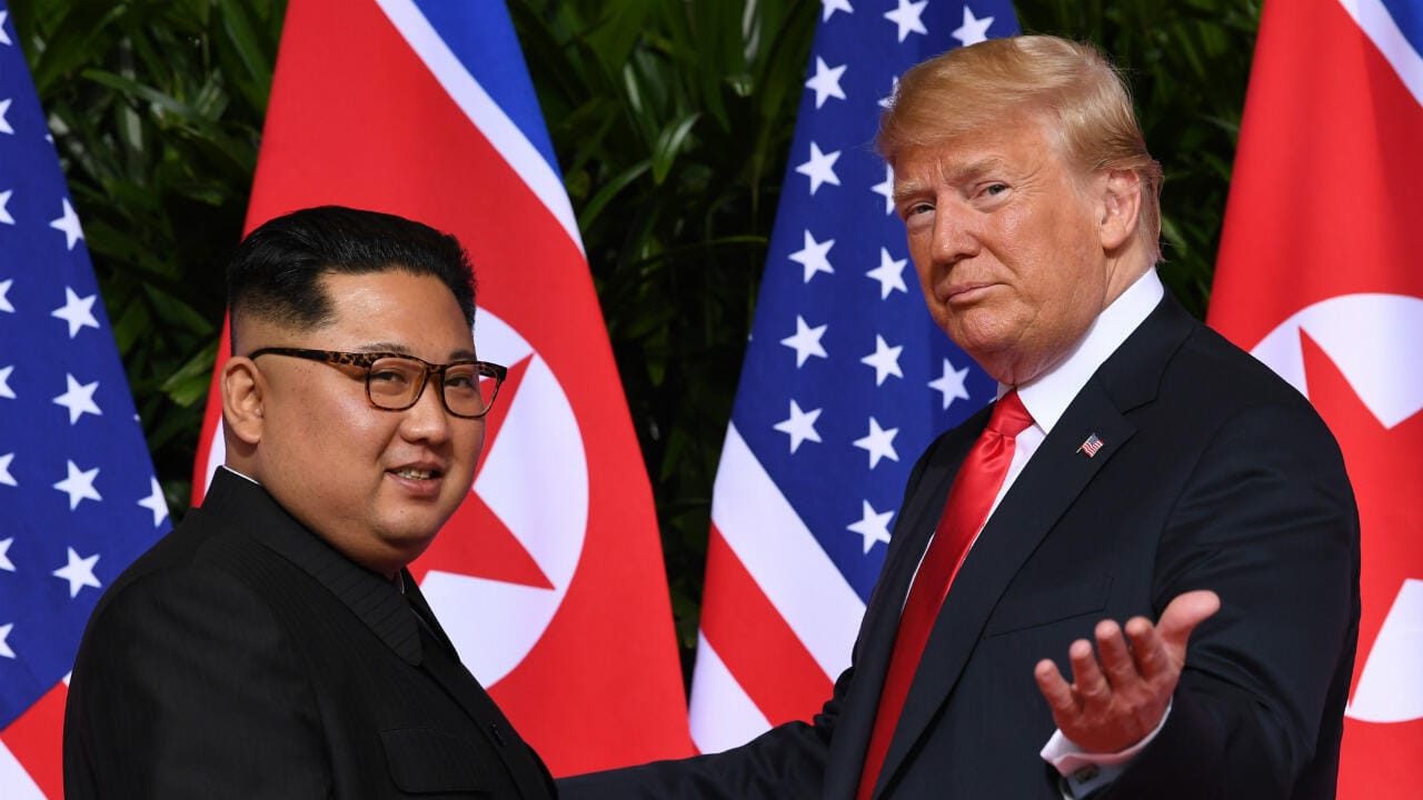 Donald Trump and Kim Jong Un during a past meeting | 2024 Presidential Showdown – Harris vs. Trump: Latest Updates and Insights | Mania News