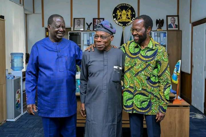 Former Nigerian President Olusegun Obasanjo has been helping Raila Odinga charter the African map | The Diplomatic Game: Rallying Behind Odinga's AU Chair Bid | Mania Politics