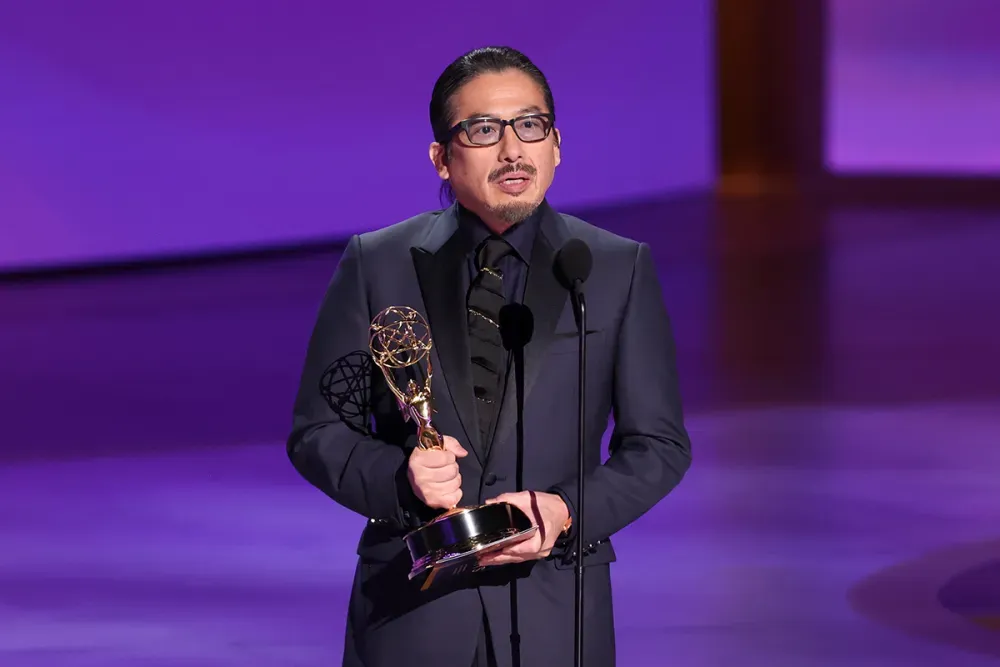 Hiroyuki Sanada, who portrays Shogun's lead protagonist, Lord Yoshii Toranaga accepting one of the show's 18 Emmy Awards | Emmy Awards 2024 Full List of Winners | Mania News