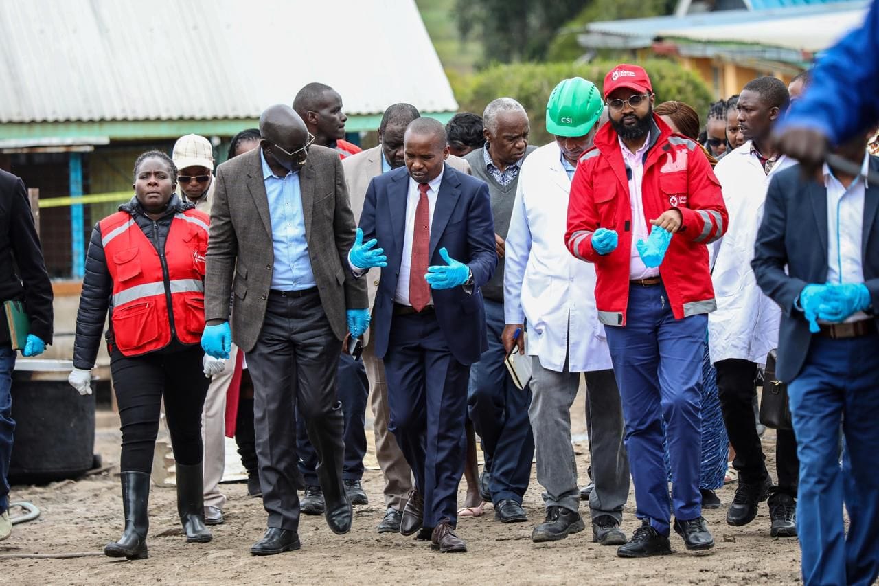 Kenyan Minister for Interior Kithure Kindiki with Education PS and Red Cross Kenya Sec-Gen at the Hillside Endarasha Academy | Hillside Academy Endarasha Fire Tragedy Analysis and Opinion Article | Mania Africa