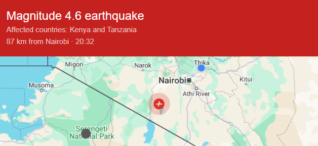 Magnitude 4.6 Earthquake Hits Kenya Near Tanzanian Border