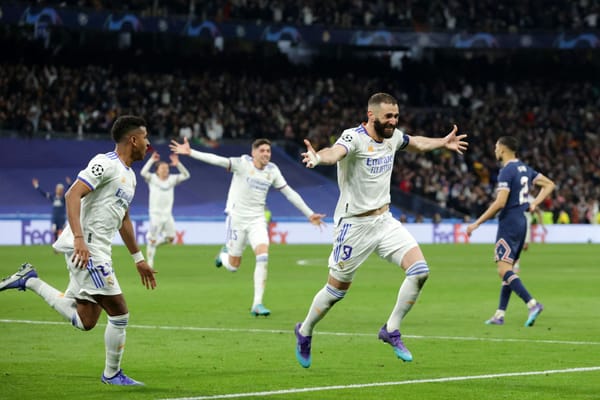 Benzema celebrating with teammates