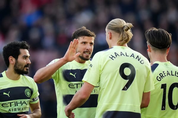 Man City players celebrate