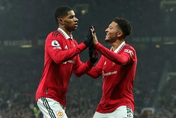 Rashford and Sancho celebrate