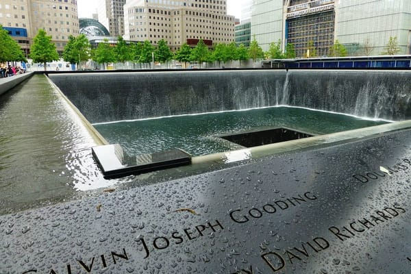 The 9/11 memorial in New York with the names of the victims of the 9/11 attacks engraved on the monument | 9/11: 20 Years On