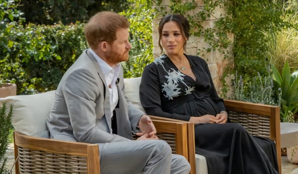 Prince Harry and Meghan during their interview with Oprah