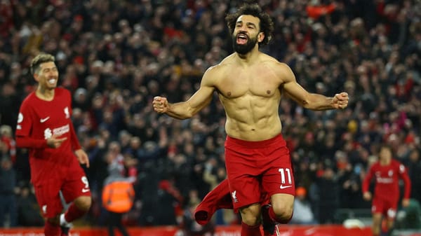 Salah celebrating