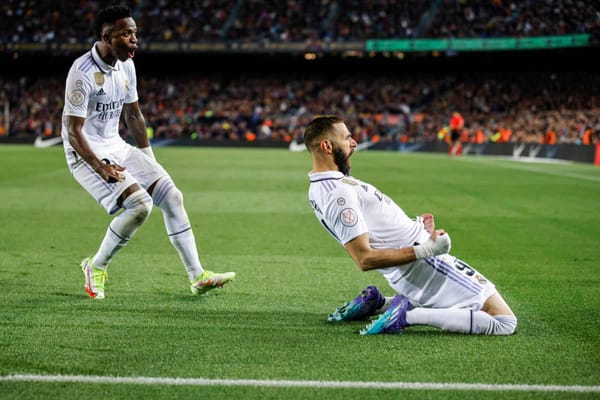 Benzema and Vini Jr. celebrate