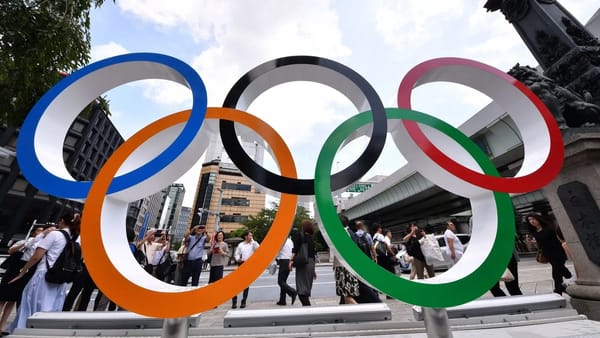 The Olympic rings statue in Tokyo