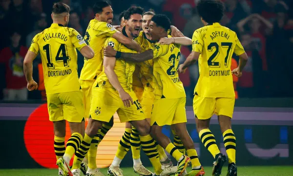 BVB players celebrating after scoring a goal in their UCL Semifinal against PSG | BVB v PSG | UCL 23-24 Semifinal Second Leg