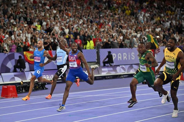 Noah Lyles took home the Men's 100m Gold medal in a historic close photo-finish at the 2024 Paris Olympics. Source: Olympics.