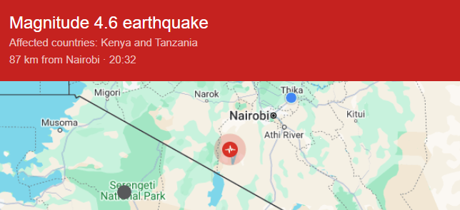 Magnitude 4.6 Earthquake Hits Kenya Near Tanzanian Border | Kenya Earthquake 16th July 2024 | Mania Africa