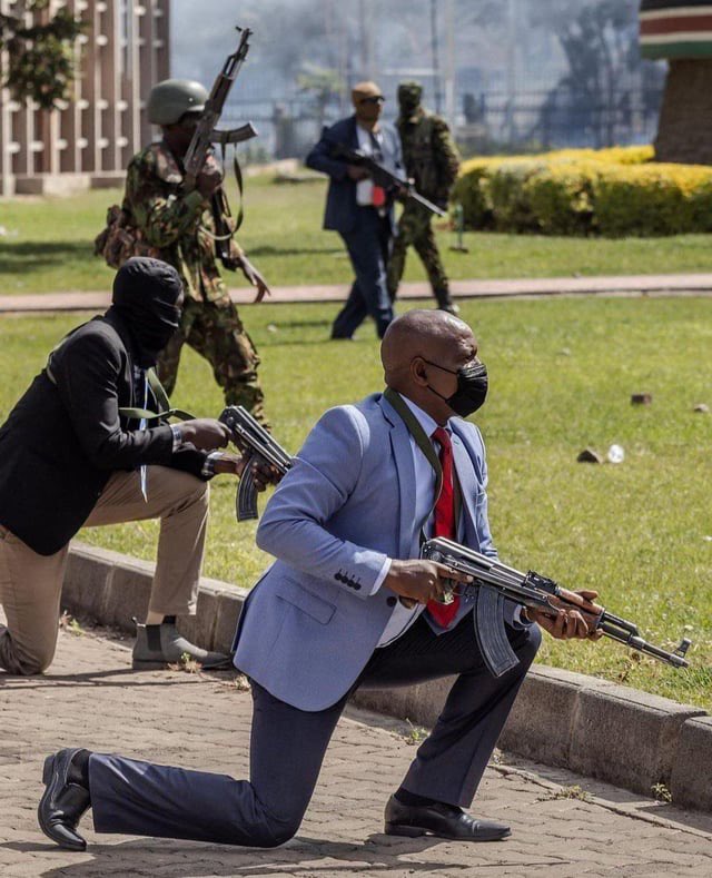 Unmasking the Killers: BBC Africa Eye’s ‘Blood Parliament’ Exposes Fatal Shootings During Kenya Finance Bill Protests 8 | Mania Africa | maniainc.com Masked Kenyan security personell who were photographed shooting live bullets at protestors who stormed the country's Parliament